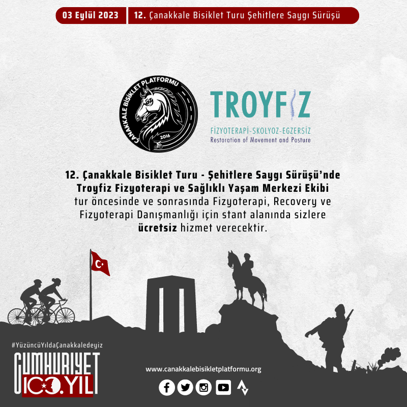 Troyfiz Fizyoterapi ve Sağlıklı Yaşam Merkezi | 12. Çanakkale Bisiklet Turu Şehitlere Saygı Sürüşü | 3 Eylül 2023
