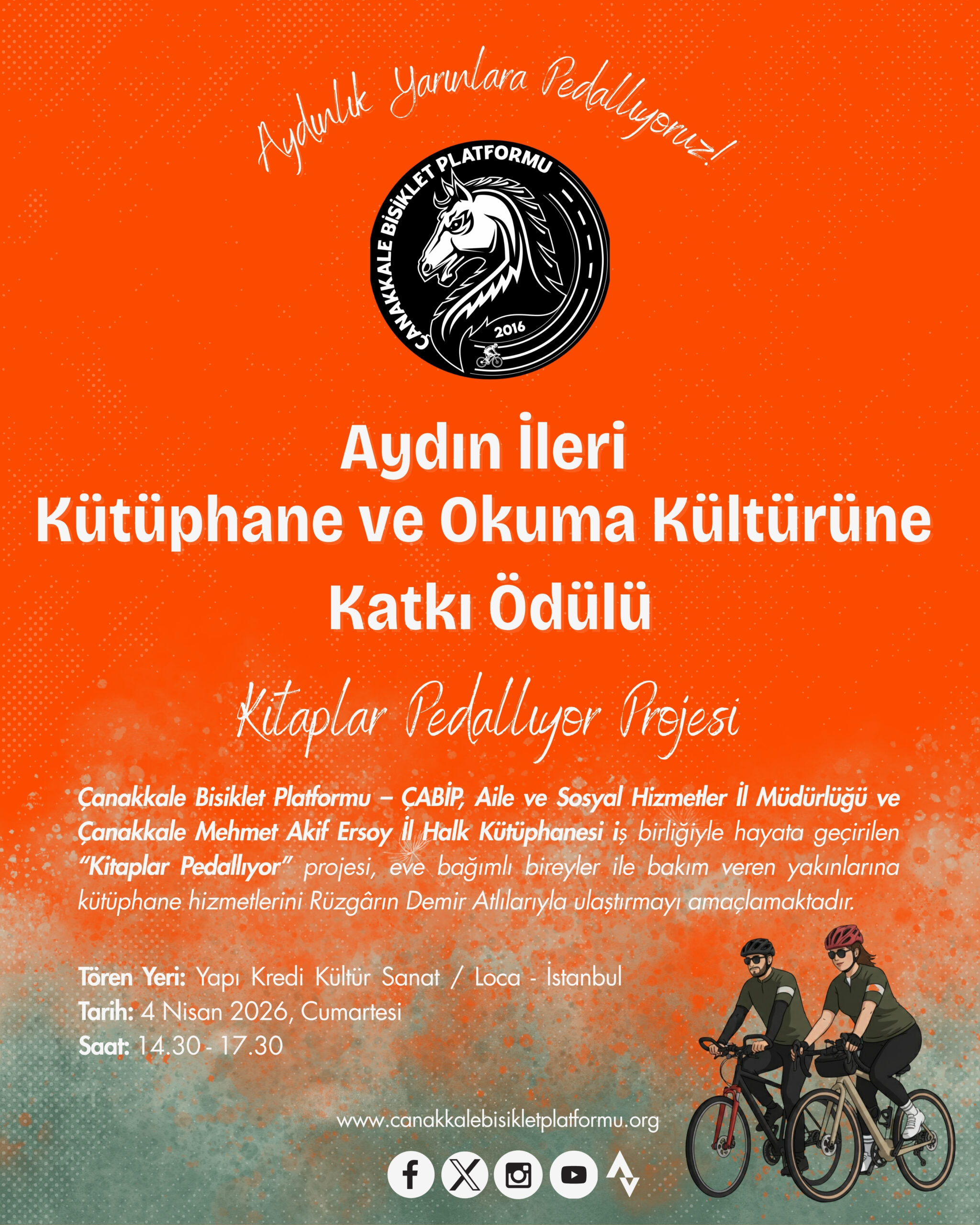 Çanakkale Bisiklet Platformu’na Anlamlı Ödül: Aydın İleri Kütüphane ve Okuma Kültürüne Katkı Ödülü
