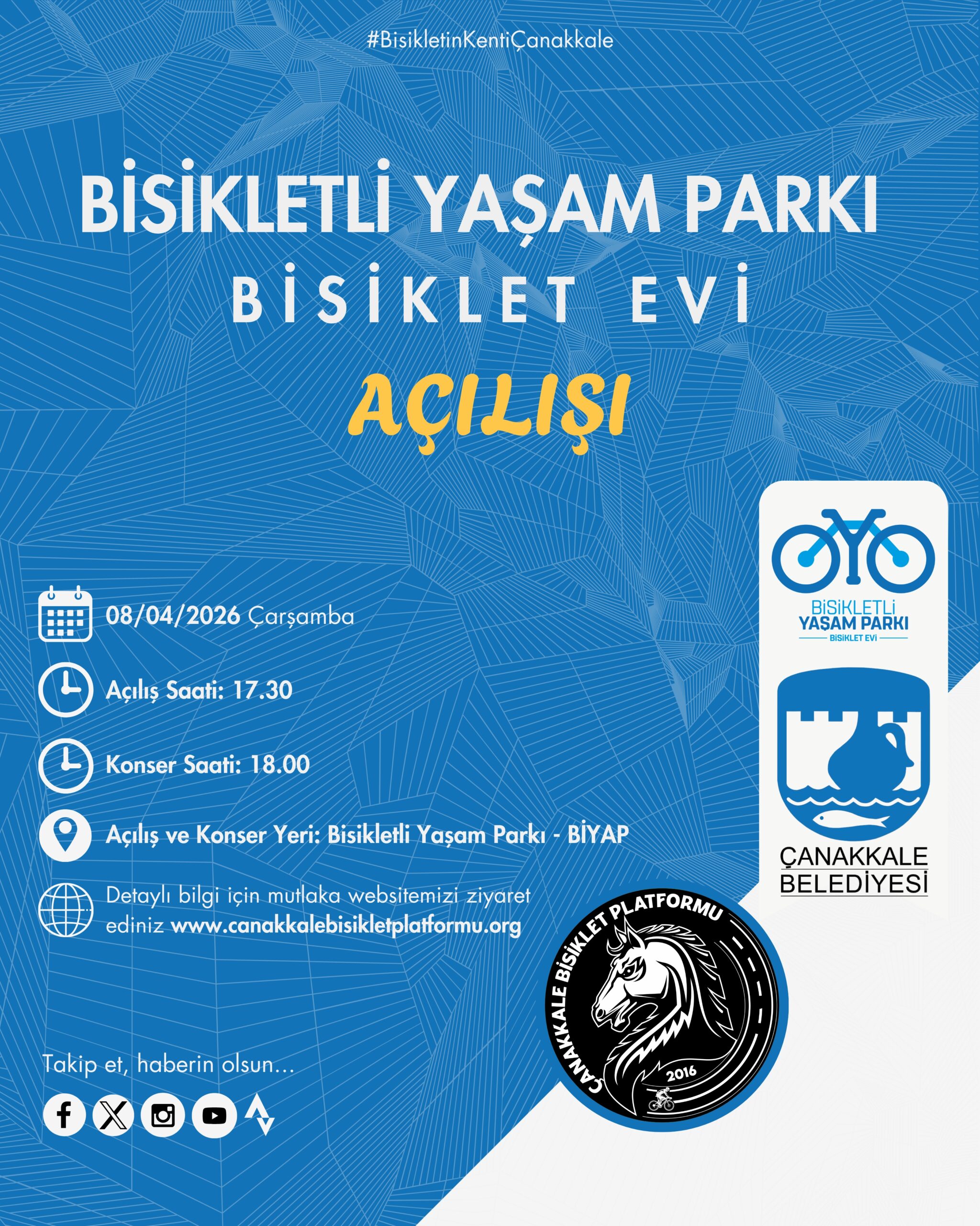 Bisikletli Yaşam Parkı ve Bisiklet Evi Resmi Açılışı Törenine Davetlisiniz!